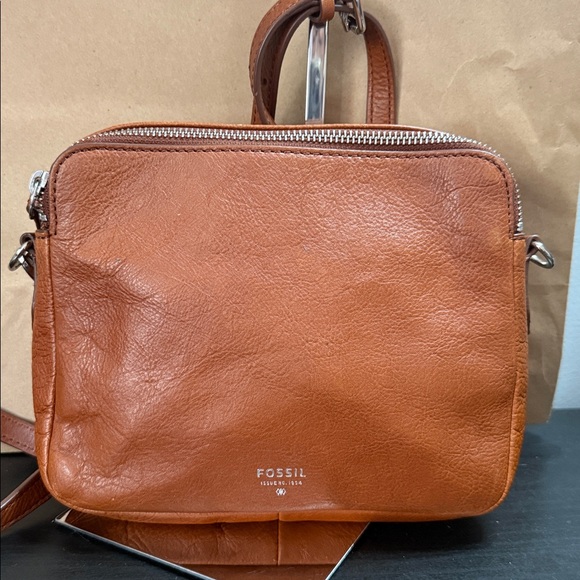 Fossil Handbags - Fossil Cognac Leather Crossbody Bag